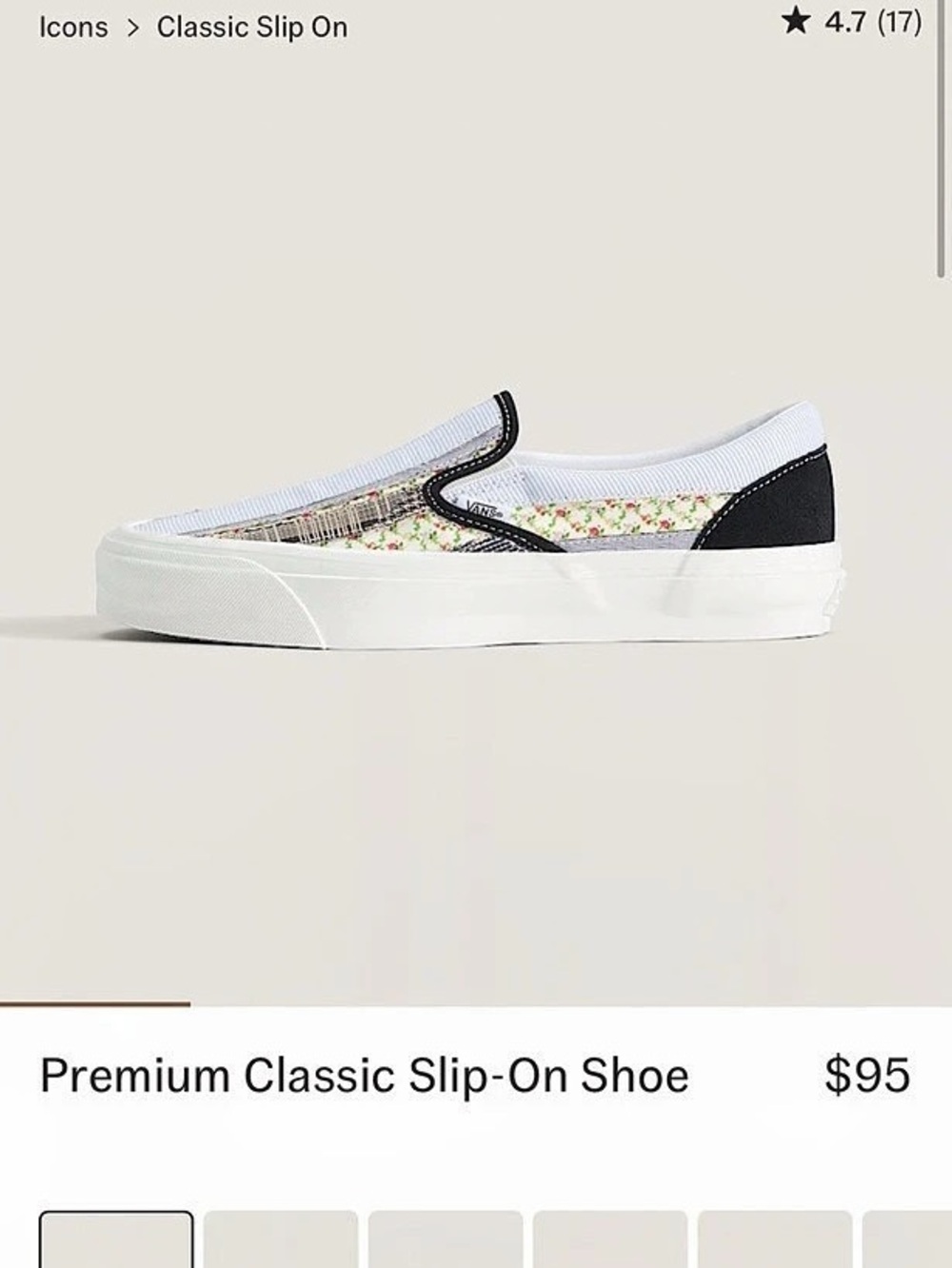 Vans Classic Slip-On Floral Slip-On Sneakers in Black & White